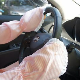[Aura] Driving woman sun protection back finger lace long sleeve cool stripe pink dog Toshi_ hand protection, arm protection, back of hand protection, summer driving gloves_Made in Korea